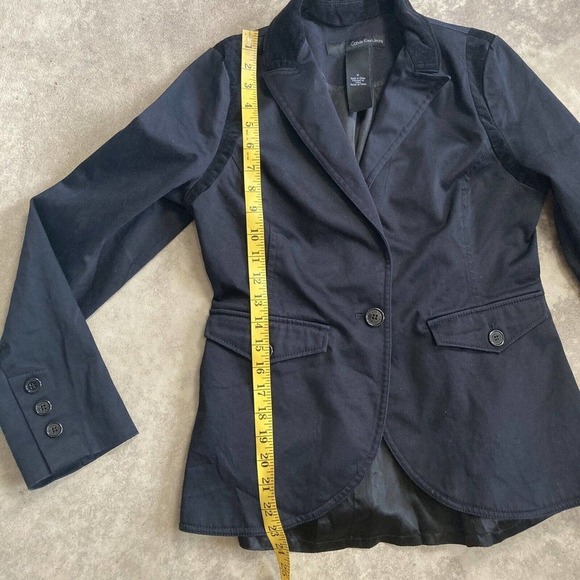 Calvin Klein Blazer Womens Medium Single Breasted Black Jacket Pockets - Picture 4 of 9